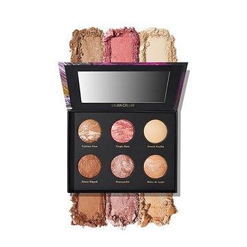 GELLER NEW YORK Cheek to Chic Tropical Glow Baked Face Palette | Includes 2 Blushes, 2 Bronzers and 2 Radiant Highlighters